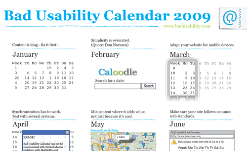 Bad Usability Calendar 2009